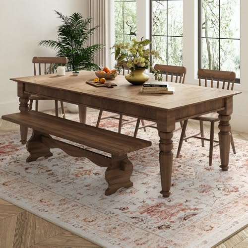 5x7 Orange Washable Area Rug for Living Room, Vintage Print - Image 4