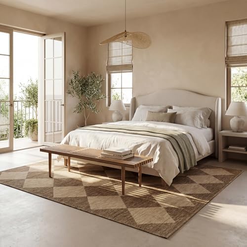 nuLOOM Sabina Brown Trellis Power Loomed Indoor/Outdoor Area Rug, 9' 6" x 12' - Image 4