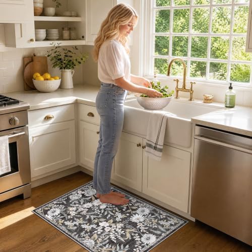 SameBed Washable 2x3 Entryway Area Rug, Vintage Kitchen Rug Black - Image 2