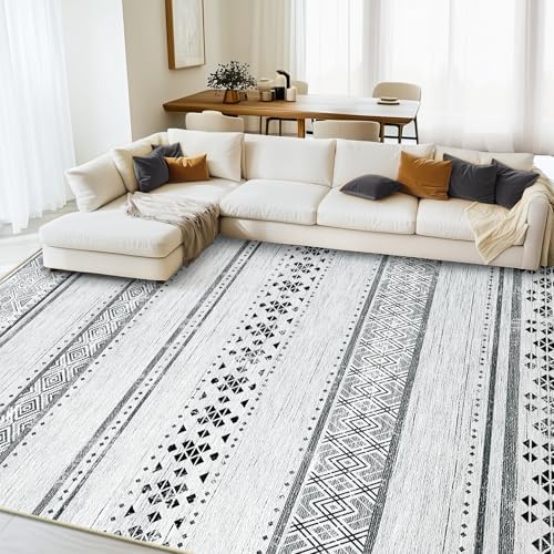 8x10 Washable Area Rugs for Living Room Boho Bedroom Rug Grey/Black/Navy by BESTSWEETIE