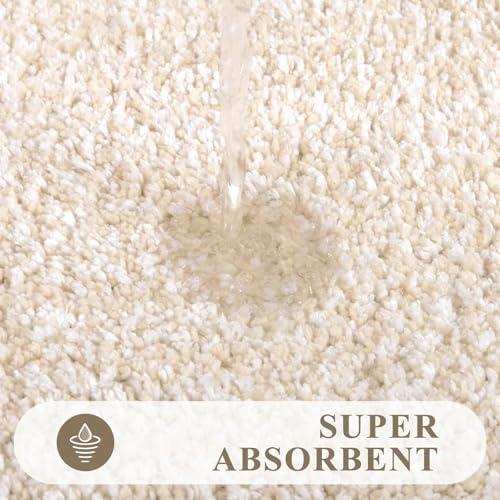 Pauwer 3 Piece Bathroom Rug Set, Non Slip Washable Bath Mat, Light Beige - Image 4