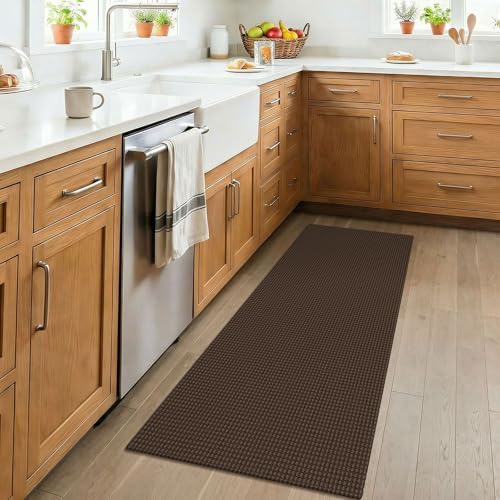 KOZYFLY 2x4 Entry Runner Rug, Small Washable Runners for Entryway, Non Slip Door Mat Indoor Entrance, Front Porch Carpet for Foyer, Kitchen, Bedroom, Bathroom, Brown/Dark Brown - Image 2