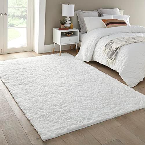 Ophanie 6x9 White Rugs for Living Room,Large Fluffy Shag Fuzzy Plush Soft Living Room Area Rugs,Floor Shaggy Carpets for Bedroom,Carpet for Kids Boys Girls Dorm Decor with Over 99 pcs Pile fibers - Image 3