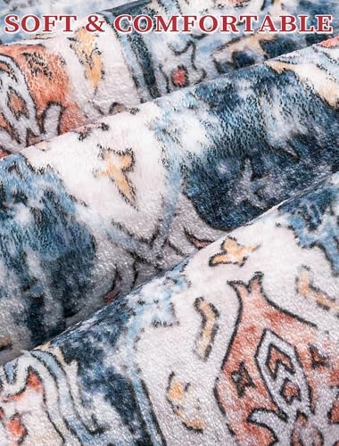 SERISSA 3x10 Washable Non Slip Boho Runner Rug for Hallway，Blue Orange - Image 5