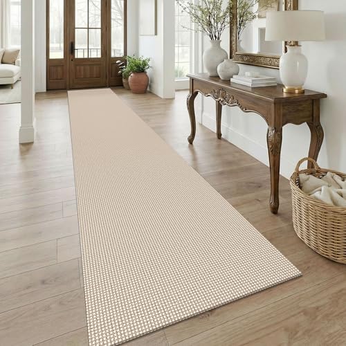 KOZYFLY 3x18 Runners Rugs for Hallway, Extra Long Washable Runner Rug, Non Slip Rubber Backed Kitchen Runner, Cotton Entryway Rug, Floor Carpet for Entry, Aisle, Hall, Oatmeal Beige by KOZYFLY