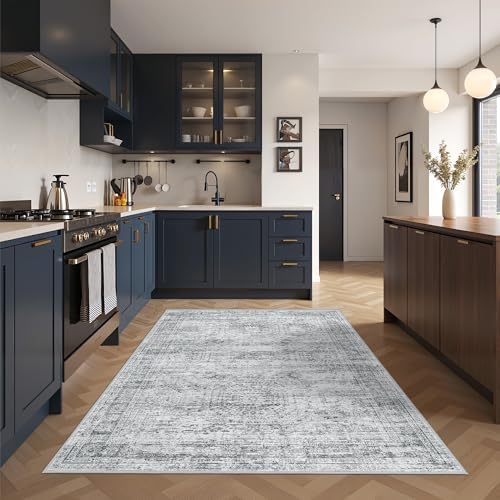 4x6 Area Rug for Entryway,Washable Kitchen Rug,Grey - Image 4