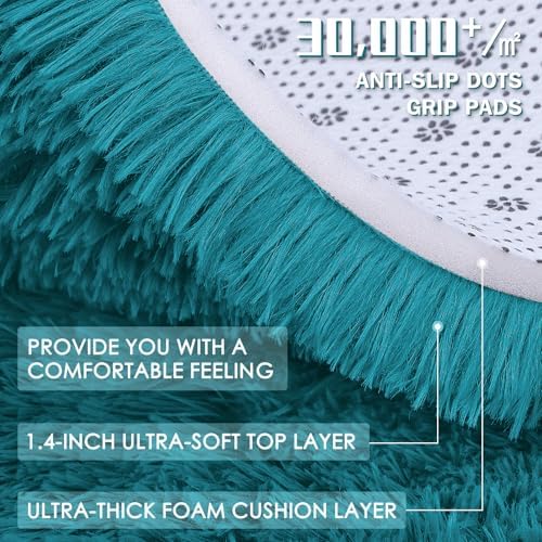 OLANLY 2x4 Machine Washable Runner Rugs for Hallway, Soft Fluffy Shaggy Bedside Rugs for Bedroom, Living Room, Indoor Floor Carpet for Kids Girls and Boys, Nursery Rooms, Home Decor Aesthetic, Teal - Image 7
