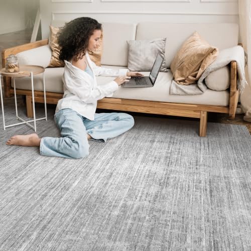 Tortania Area Rug Living Room Rugs - 5x7 Washable Large Soft Neutral Boho Moroccan Bohemian Farmhouse Rug Indoor Floor Carpet for Bedroom Under Dining Table Home Office Decor - Silver Gray - Image 7