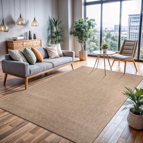 CAMILSON Easy Jute Rug 8x10, Indoor Outdoor Natural Color Fiber Area Rugs for Living Room Patio and Kitchen Rug, Solid Boho Woven Design, Easy-Cleaning, Washable Outside Carpet Alfombras (8 x 10) - Image 5