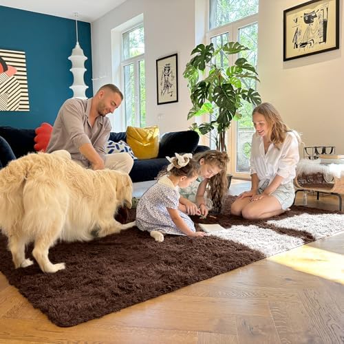 OLANLY 2x8 Machine Washable Runner Rugs for Hallway, Soft Fluffy Shaggy Bedside Rugs for Bedroom, Living Room, Indoor Floor Carpet for Kids Girls and Boys, Nursery Rooms, Home Decor Aesthetic, Coffee - Image 6