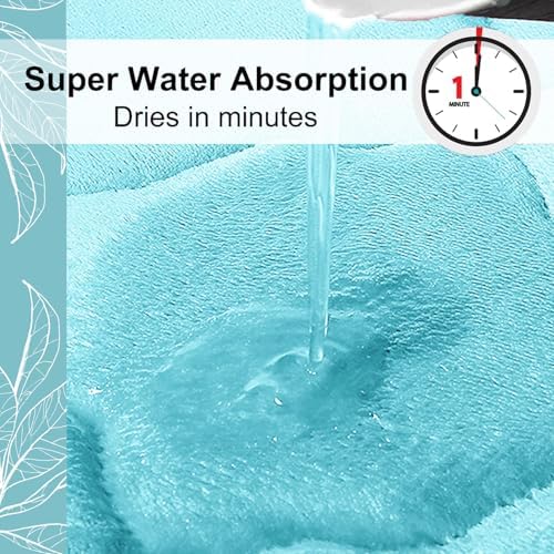 OLANLY Memory Foam Bath Mat Rug 30x20, Ultra Soft Bathroom Rugs, Sky Blue - Image 5