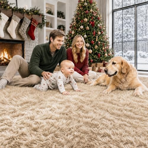 6x9 Area Rugs for Living Room: Soft Camel Fluffy Rug Shag Washable Rug Plush Fuzzy Indoor Carpet for Bedroom Nursery Playroom Girls Boys Kids Room (Camel, 6'x9') - Image 4