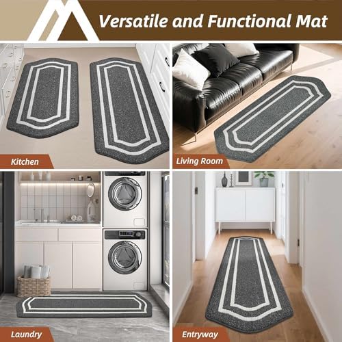 COSY HOMEER Long Kitchen Floor Mats and Rugs 2PCS Nonslip Washable,Darkgrey - Image 5