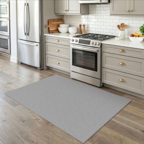 EARTHALL Washable Area Rug, Non Slip Entryway Rug, 4x5 Ft, Heather Gray - Image 2