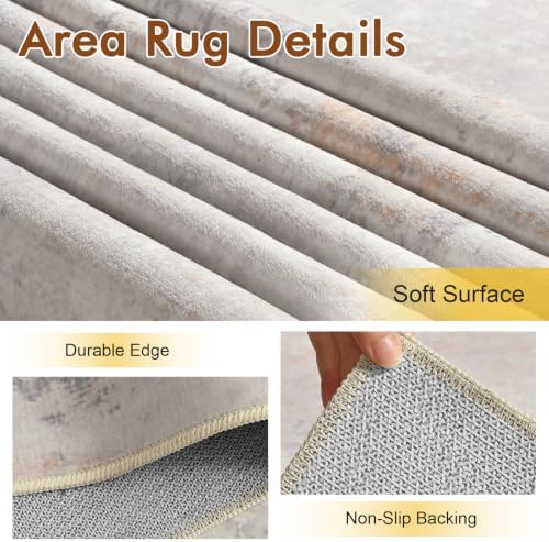 6x9 Ft Abstract Washable Area Rugs for Living Room Cream - Image 6