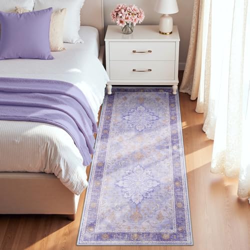 RELEANY Washable Area Rug, Runner 2'x5', Purple - Image 3