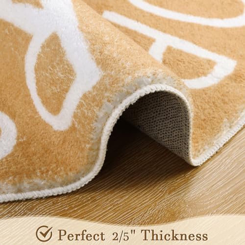 Topotdor Round ABC Area Rug,63 Inch Soft Floor Carpet,Brown - Image 4