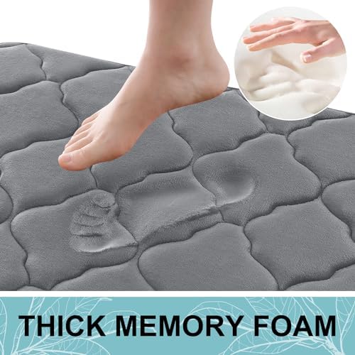 OLANLY Memory Foam Toilet Rugs U-Shaped 24x20, Soft Bath Mat, Dark Grey - Image 4