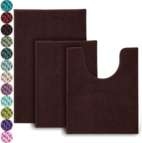 Urvoix Bathroom Rugs Set - 3 Pieces Ultra Soft Non-Slip Bath Mats Set by Urvoix