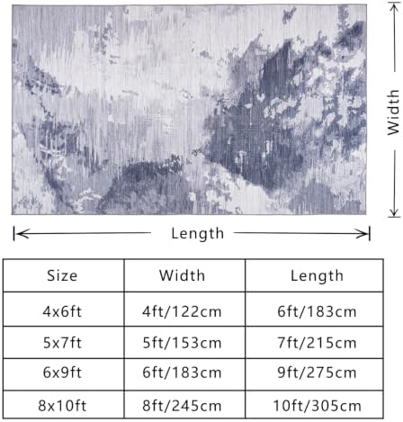 Living Room Rug 8x10 Light Grey Area Rugs Machine Washable Abstract Boho Large Rug Non-Slip Non-Shedding Faux Wool Indoor Vintage Carpet for Bedroom, Classroom, Dining Room, Kids Playroom - Image 2