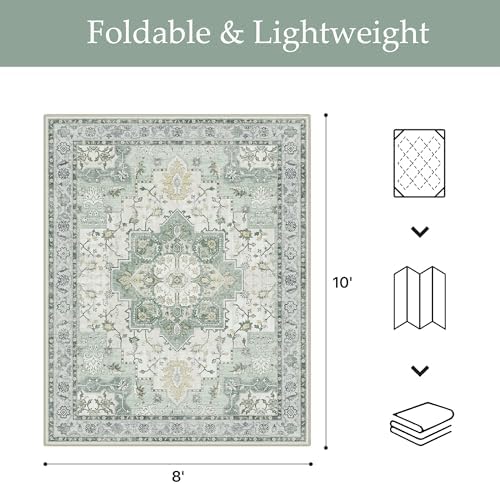 GENIMO Indoor Outdoor Rug, Washable for Patio and Deck, Mint Green, 8x10 - Image 2