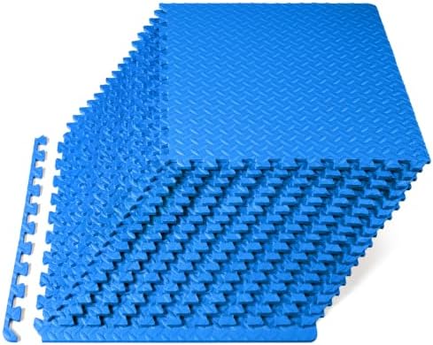 ProsourceFit Exercise Puzzle Mat 1/2-inch, EVA Interlocking Foam Floor Tiles for Home Gym, Workout Equipment, Kids Play Areas, Blue, 72 SQ FT - 18 Tiles by ProsourceFit