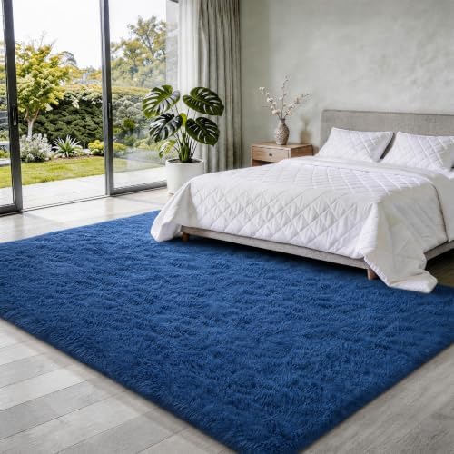 Ophanie 5x7 Blue Rugs for Living Room,Kids Rug,Playroom Navy Area Rugs for Boys Girls Teen Decor,Fluffy Fuzzy Soft Plush Shaggy Bedside Floor Bedroom Carpet for Teen with Over 99 pcs Pile fibers by Ophanie