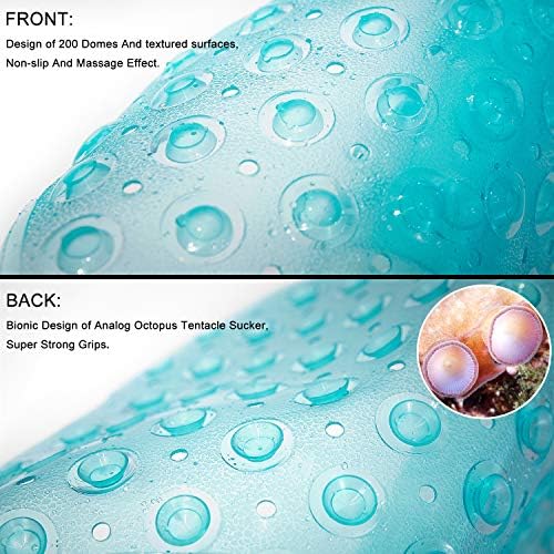 TEESHLY Bathtub Mats for Shower Tub, Extra Long Non-Slip 39 x 16 Inch Bath Mat with Drain Holes and Suction Cups, BathMat for Bathroom with Machine Washable (Clear Turquoise) - Image 3