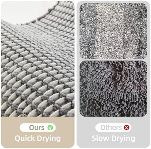 TYUU Waffle Bath Mat, Boho Bathroom Rugs Non Slip, 48x24 Grey & White - Image 6