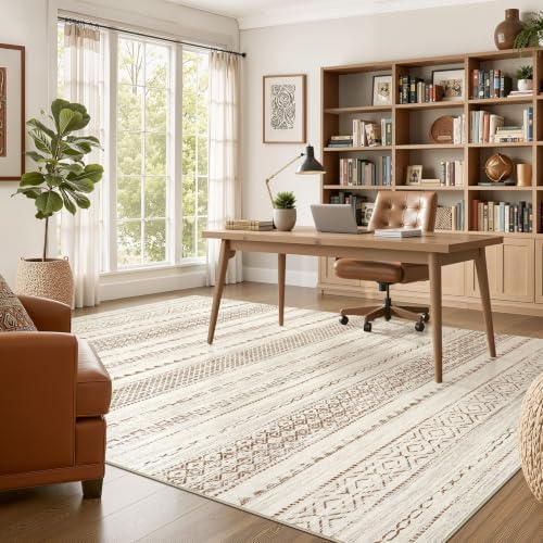 Nakagishi Boho 6x8 Area Rug Living Room Rugs Machine Washable Brown - Image 6