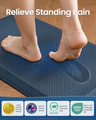 Ophanie Kitchen Mats for Floor,3/4 inch Thick,20x32 Anti Fatigue Cushioned Mat,Kitchen Rugs,Waterproof,Comfort Ergonomic Standing Mat for Office,Home,Sink with 99+ Pairs of Anti-Slip Bottom Ridges - Image 2