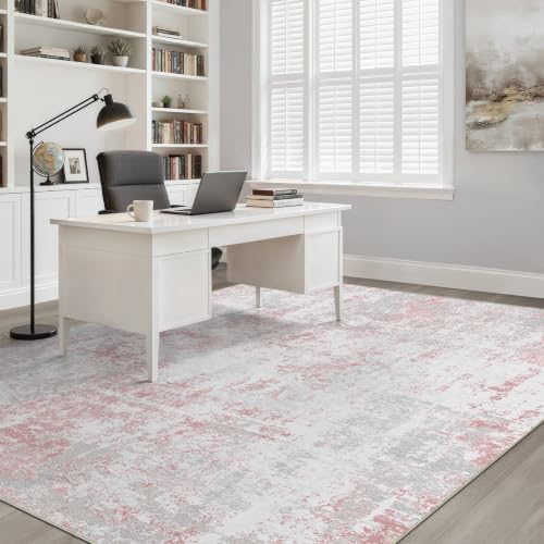 LOONGRUG 5x8 Area Rug Washable Neutral Modern Rug for Living Room Pink Gray - Image 7