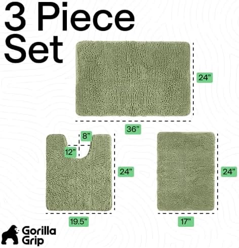 GORILLA GRIP Area Rug Sets and Oval Toilet Base, 3 Piece Sage - Image 2