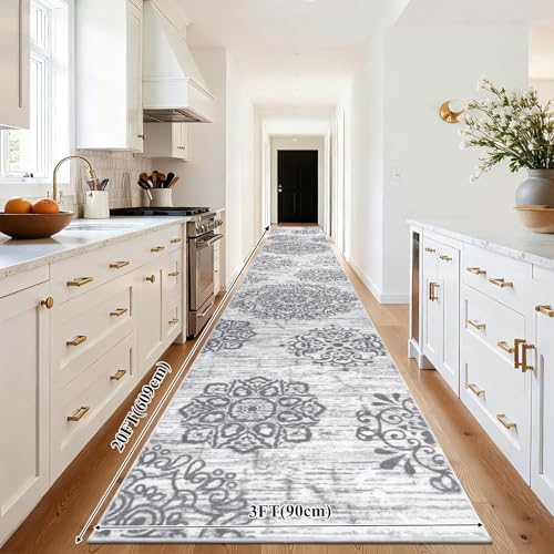 HEBE Hallway Runner Rug 3'x20', Washable Non Slip Kitchen Rug Runner - Image 2