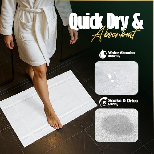 Pearl Linens 6 Pack Cotton Bath Mats for Bathroom,18" X 25", White - Image 4