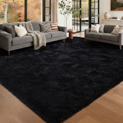 4x6 Fluffy Area Rugs Non-Slip for Bedroom Living Room Tie-Dyed Black by Unknown