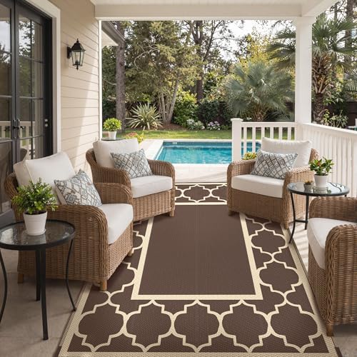GENIMO Outdoor Rug, Waterproof Plastic Rugs for Patio, 8'x10' Coffee Beige - Image 6