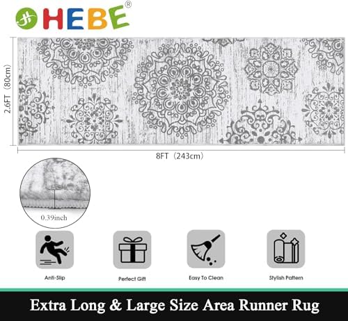 HEBE Hallway Runner Rug 2'8''x8', Washable Non Slip Kitchen Rug Runner - Image 2