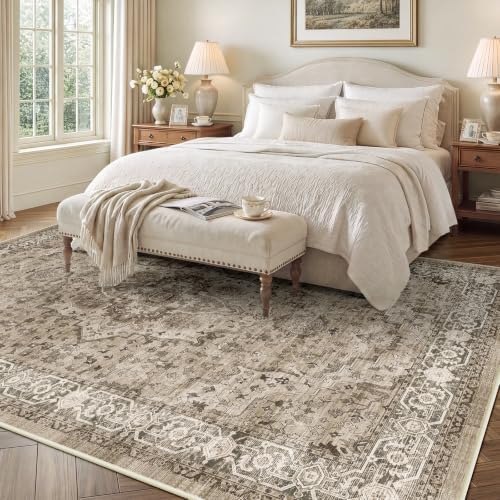 SameBed 6x9 Area Rug Living Room, Vintage Washable Carpet Brown - Image 3
