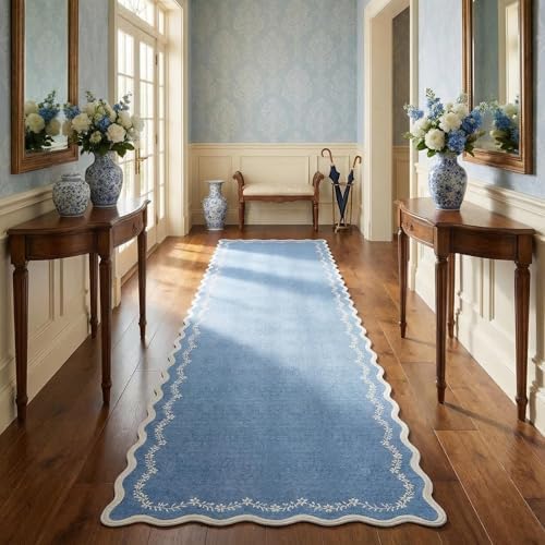 GarveeHome 2.5x8 Scalloped Washable Runner Rug Non Slip Hallway Kitchen Rug - Image 2