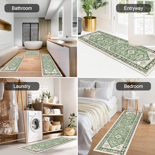 HEBE Boho Kitchen Rugs Set of 3, Non Slip Washable Kitchen Mats for Floor - Image 6