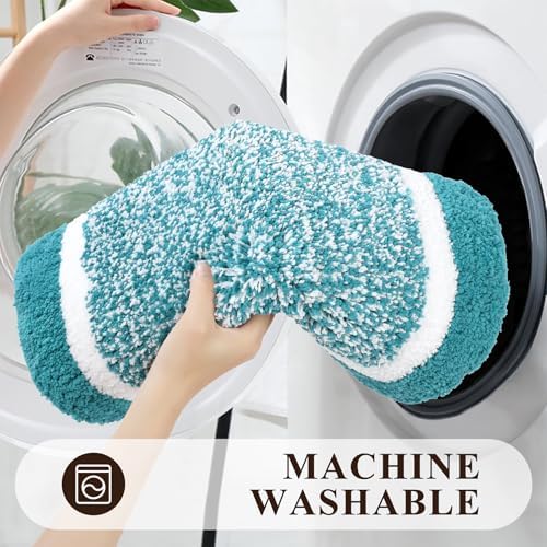 Pauwer Bathroom Rug Sets 3 Piece, Non Slip Washable Bath Mat, Aqua Blue - Image 6
