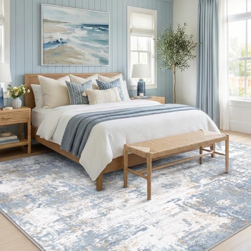 RELEANY Washable 6'x9' Abstract Area Rug for Living Room Light Blue - Image 3