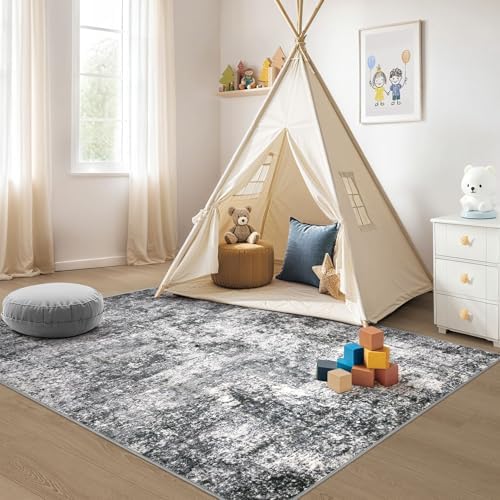 DMOYEST Area Rug Living Room Rugs 4x6 Washable Abstract Grey Carpet - Image 5