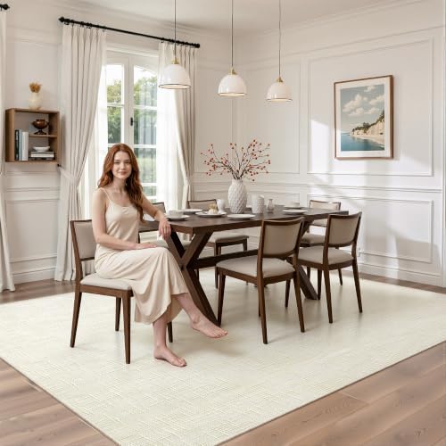 Valenrug 6x9 Area Rugs, High Low Pile Washable Rugs for Living Room, Ivory - Image 5