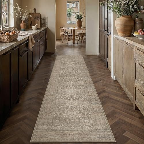 HUGEAR Hallway Runner Rugs 3x8 Light Brown Vintage Rug by HUGEAR