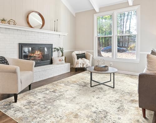 UERMEI 8x10 Area Rug Living Room Rugs - Washable Neutral Modern Abstract Soft Thin Large Rug Indoor Floor No Slip Rug Carpet for Bedroom Under Dining Table Home Office Decor - Golden Grey - Image 3