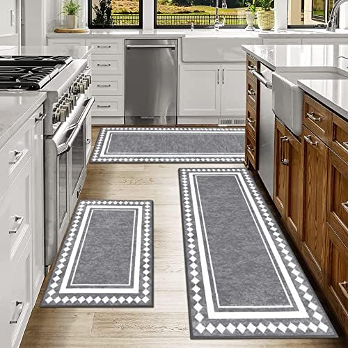 HEBE Boho Kitchen Rugs Set of 3, Non Slip Washable Kitchen Mats for Floor - Image 6