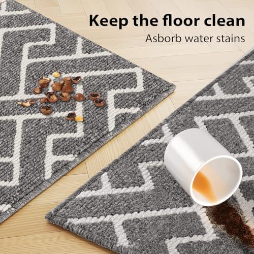 hicorfe Kitchen Runner Rug,20"x59"+20"x48" Kitchen Set,Non-Slip Kitchen Mat - Image 4