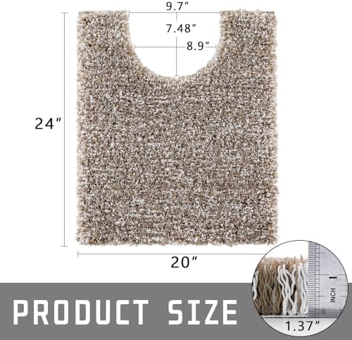 Yimobra Toilet Rugs U Shaped Washable 24X20, Soft Toilet Mat, Brown&White - Image 2